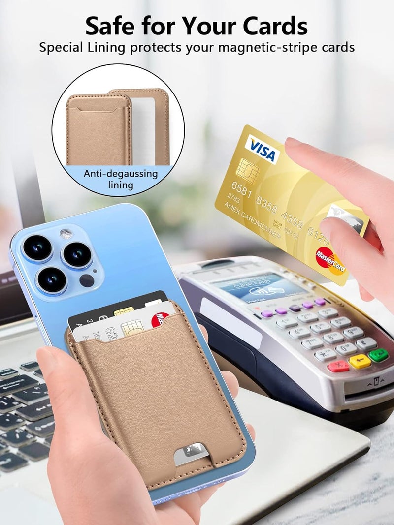 TopMade for Magsafe Wallet, Strongest Magnetic Card Holder for iPhone 17, iPhone 16/15/14/13/12 Series, Magnetic Phone Wallet with Powerful Magnets, RFID Blocking, Fit 4 Cards, Desert Titanium Gold - Image 4